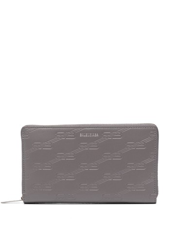Balenciaga - embossed-logo leather wallet - men - Calf Leather - One Size - Grey