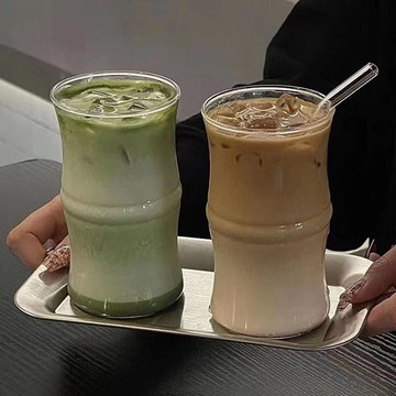 臺灣/免運✨咖啡杯創意國風竹節異形高硼硅耐熱玻璃杯抹茶牛乳奶茶美式拿鐵咖啡杯子