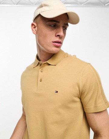 Tommy Hilfiger regular fit interlock sleeve polo in beige-Green