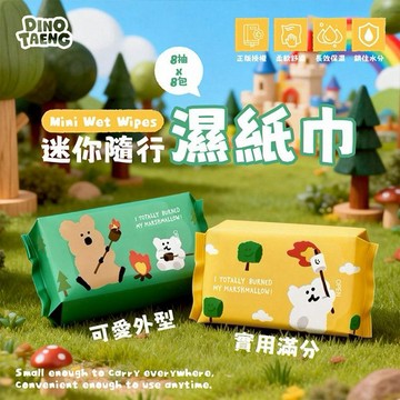 御衣坊~DINOTAENG迷你隨行濕紙巾(棉花糖款)8抽x8包入