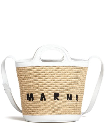 Marni - Tropicalia logo-embroidered raffia bucket bag - women - Cotton/Recycled Polyamide - One Size - White
