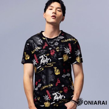 鬼洗 BLUE WAY – 和藝術鐙瓦滿版短TEE