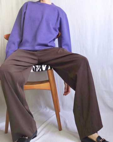 圓領100%喀什米爾山羊絨羊毛毛衣 - 普利亞紫