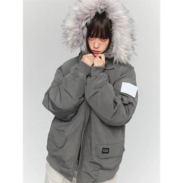 BANDITKGANGN美式復古派克服毛領棉服冬加厚保暖棉衣外套KRSTORE