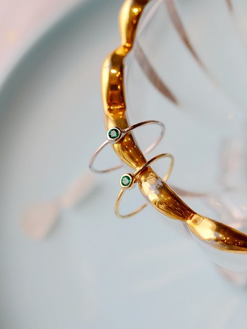 s925純銀開口細圈戒指包金鋯石迷你ins食指指環簡約韓國網紅定制1入