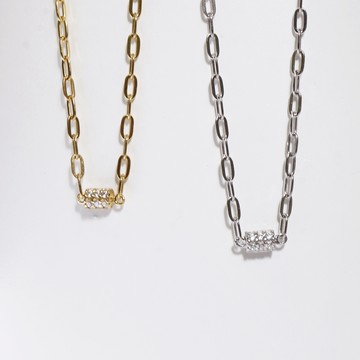 【MIESTILO】Galaxy｜滾輪鑲鑽項鍊精緻禮盒組(銀/金)