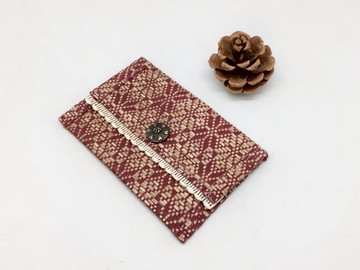 紙編名片夾 紅花紋 台灣製