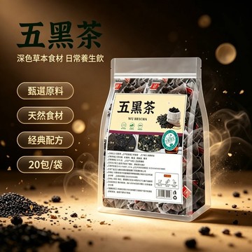 五黑茶 甄選桑葚黑枸杞黑芝麻黑米黑豆 三角茶包 日常沖泡茶飲 20包/袋