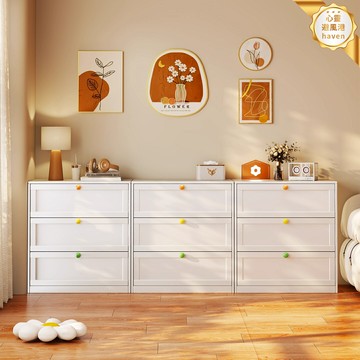 【奶油風鐵藝】抽屜櫃 五斗櫃 儲物櫃 收納櫃 床頭櫃 臥室收納 多層抽屜 簡約設計 鋼製框架 落地式 家用臥室