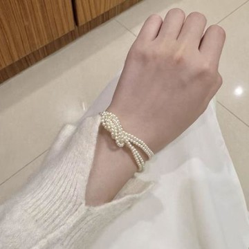 法式名媛打結多層珍珠手鏈女輕奢高級感手環手飾品