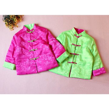 撞色兒童冬款棉衣民族表演服唐裝