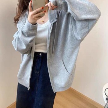 學生連帽寬松偽娘衣服薄絨男用女裝大佬拉鏈外套cd變裝長袖衛衣女