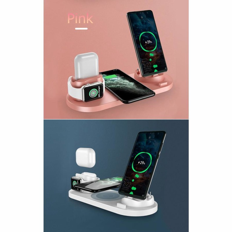 ワイヤレス充電器 ワイヤレス 充電器 6in1 充電スタンド 15W出力