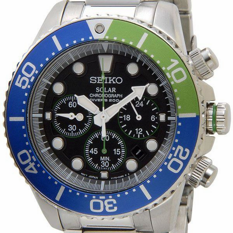 セイコー SEIKO SSC239P1 ソーラー クロノグラフ ブラック×ブルー