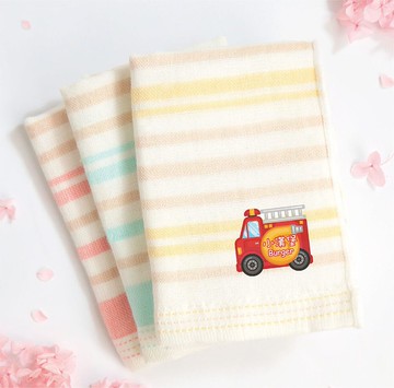 MIT燙印手帕紗布巾【消防車】一組3入