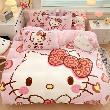 【三麗鷗正版】牛奶絨四件套 HelloKitty四件套 卡通四件套 冬季四件套 加厚保暖 雙面絨床品 親膚柔軟 冬季保暖床品 少女心臥室