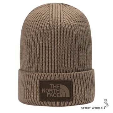 The North Face 北面 反折毛帽 針織 布標 棕【運動世界】NF0A8CHE2H9