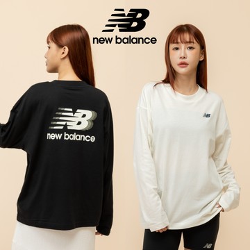 【New Balance】 NB 棉質長袖上衣_女性_黑/米白色_WT51542BK/WT51542SST
