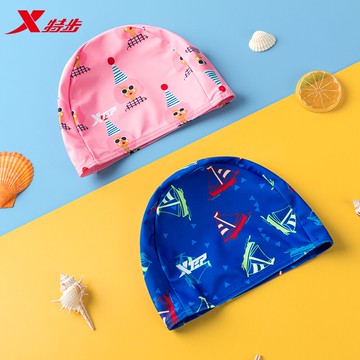 特步泳帽男女兒童可愛泡溫泉男童長發女童游泳帽舒適不勒頭