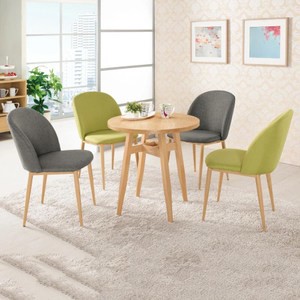 【MUNA家居】凱伊2.3尺休閒圓桌椅/1桌4椅2.3尺休閒圓桌+淺灰色餐椅X4