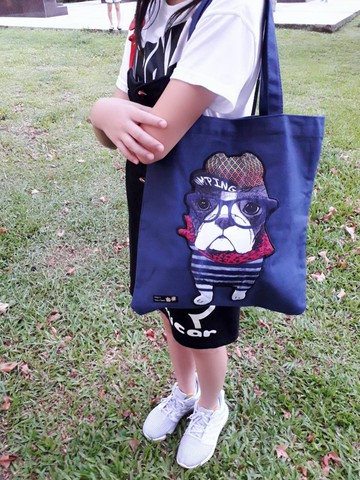 法鬥帆布袋 手提肩背包(寶藍色)