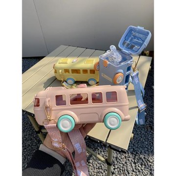 tritan兒童吸管杯可愛女生小汽車巴士水杯成人高顏值夏天便攜水壺