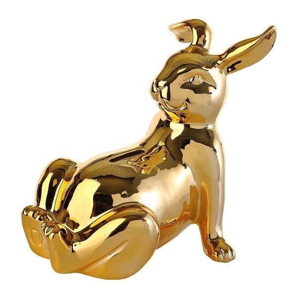 磁器貯金箱　マネーバンク　ウサギ　Gold Bunny Money Box Sitting　PPGBMB-S