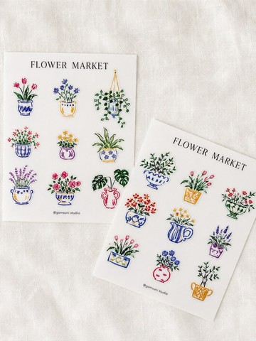 Flower Market 花市・半透明花卉植物貼紙組 2張入