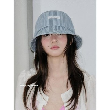 feytiy 日系簡約質感條紋漁夫帽 春夏防曬遮陽復古盆帽百搭顯臉小