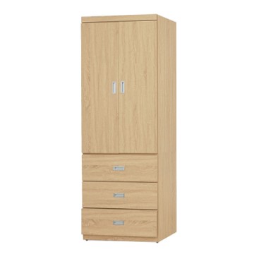 【綠活居】斯里蘭  現代2.5尺二門三抽衣櫃/收納櫃(三色可選)-75x54x201cm免組