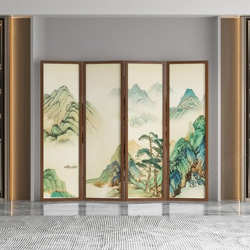 熱銷/免運費 屏風隔斷客廳臥室辦公室古風現代折疊移動實木酒店折屏水墨山水