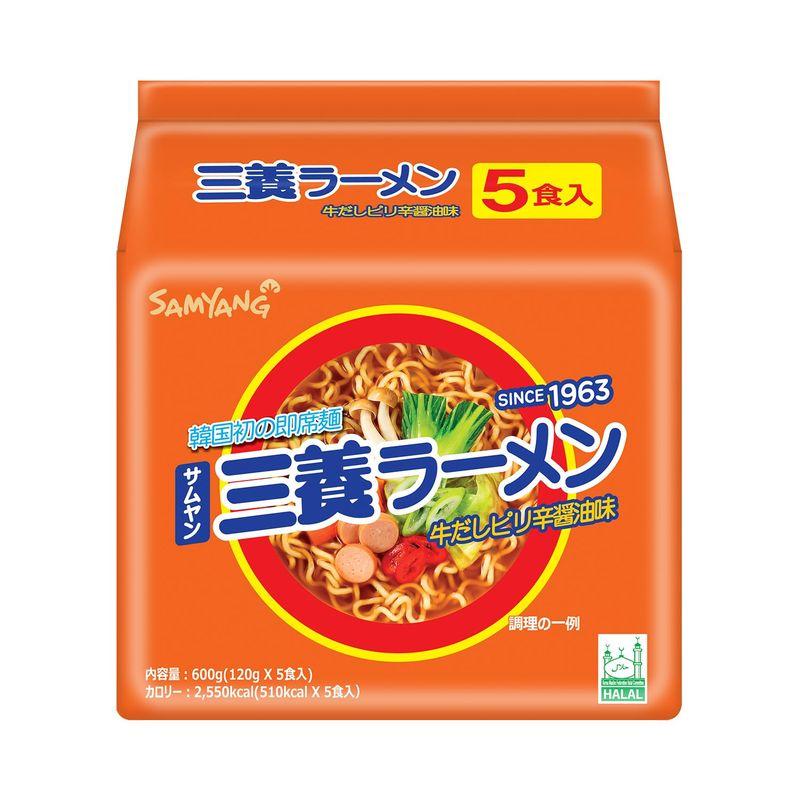 公式三養ラーメン 袋麺 牛だしピリ辛醤油味 6個セット 120g×6個