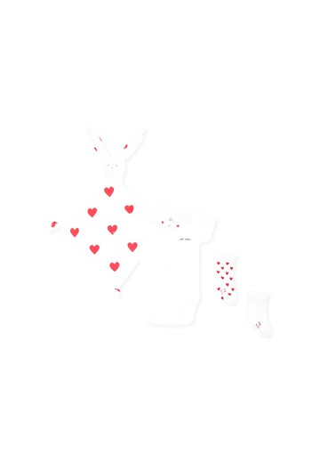 Petit Bateau White Body Set For Babykids With Hearts