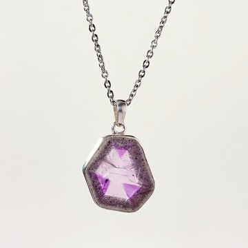 巴西達碧茲/查皮丘 | 星星紫水晶 包容 整合 冥想 療癒 圖桑帶回 手工精緻純銀包框 天然水晶項鍊 S25AB25-023