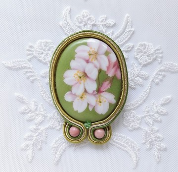 櫻花胸針 日本刺繡