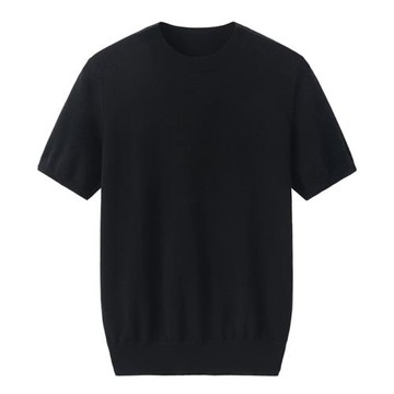 鄂爾多斯市產純羊絨衫男圓領大碼秋冬寬松純色短袖毛衣毛衫E2511