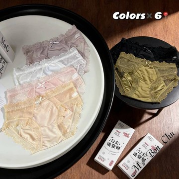 法式蕾絲六件組內褲【6004】韓系INS性感貼身氣質純欲辣妹甜辣網紅透膚蕾絲內褲 性感內褲 無痕內褲 BonChu