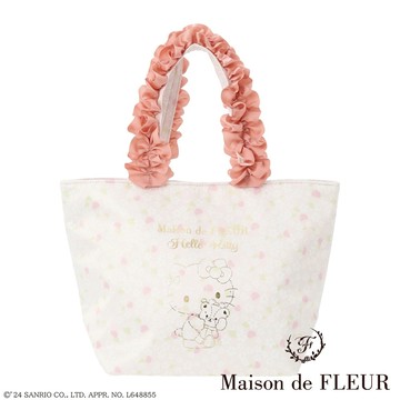 Maison de FLEUR 夏日水果系列Hello Kitty燙金荷葉褶邊托特包(8A41F0J4600)