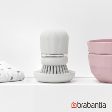 Brabantia 按壓隨洗洗碗刷+補充刷2入-淺灰
