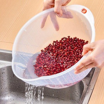 加厚廚房淘米器 廚房瀝水盆 洗菜盆 水果盆 瀝水 淘米籃 洗米 淘米 盆子  塑料洗米篩 淘米盆 瀝水籃 洗菜籃