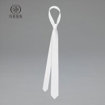 白色裝飾細斜紋休閑年輕手打領帶