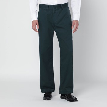 Green cotton-blend trousers