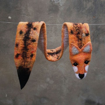 羊毛氈獰貓女士圍脖 軟萌動物造型披肩 可愛陪伴型溫暖圍巾可定制