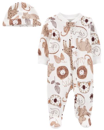 Baby 2-Piece Animal Sleep & Play & Cap Set