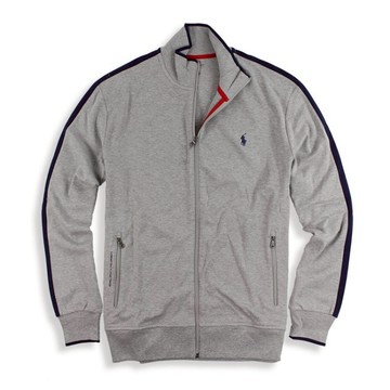 美國百分百【全新真品】Ralph Lauren RL 小馬 立領 外套 夾克 POLO 棉質 灰色 滾邊 L號 I780