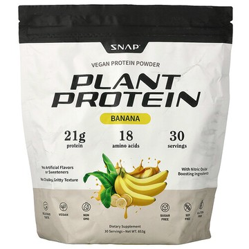 Snap Supplements, 植物蛋白質，全素蛋白質粉，香蕉味，853 克
