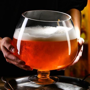 巨大超大容量啤酒杯超大號KTV酒吧用紅酒杯玻璃杯英雄杯特大酒杯