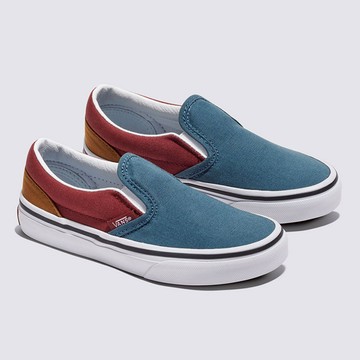 Classic Slip-On 中童款藍色拼色滑板鞋