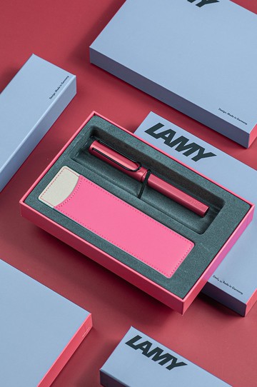 【雷雕刻字】LAMY 鋼珠筆 限量單入筆套禮盒 /AL star 2024火紅色