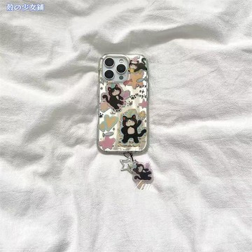✨iphone17手機殼✨涂鴉星星報紙黑貓適用蘋果17PROMAX手機殼全包16\15高級16趣味14